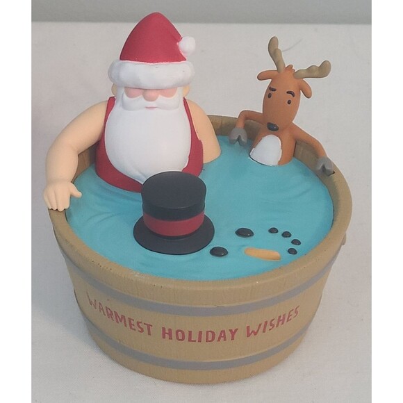 Hallmark Keepsake Ornament 2022 Warmest Holiday Wishes Santa in Hot Tub Musical - Picture 3 of 11